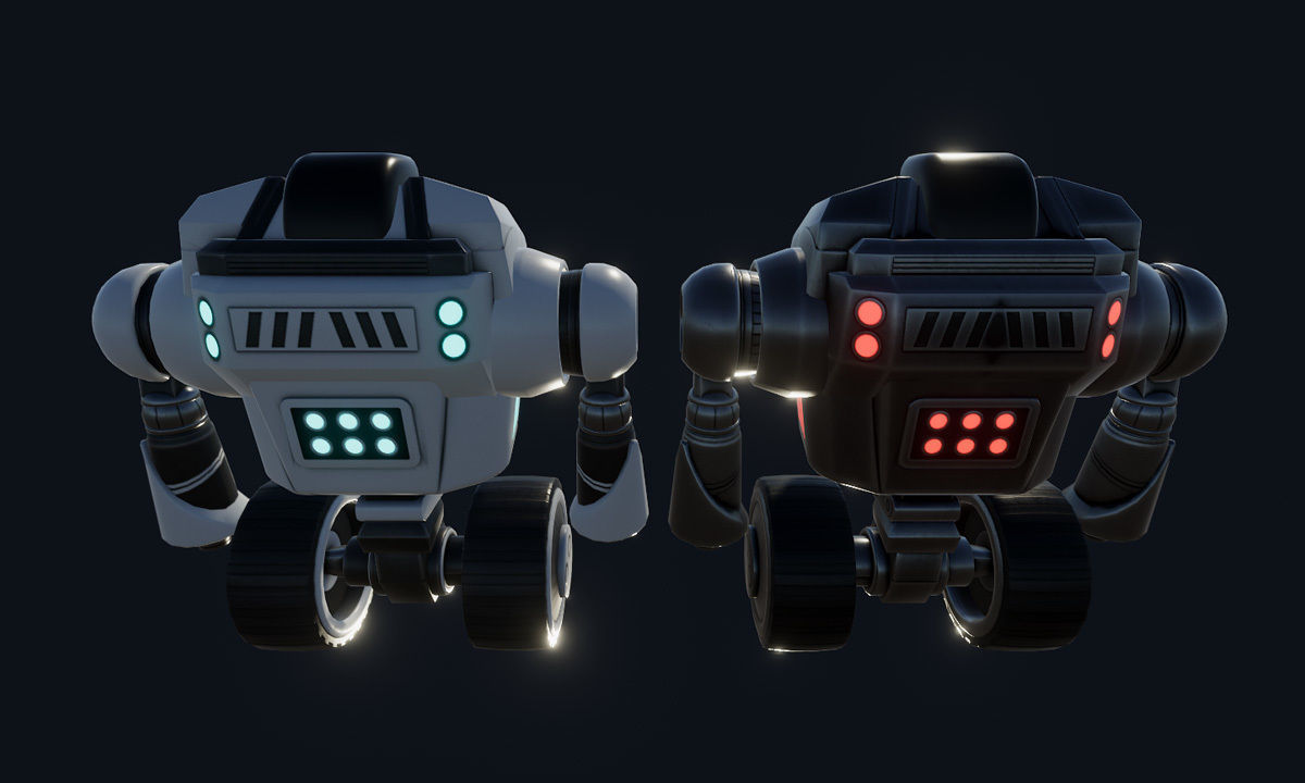 Wheeled Robot Low-poly 3D model_4