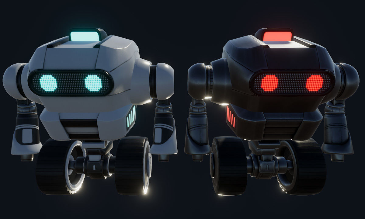 Wheeled Robot Low-poly 3D model_2