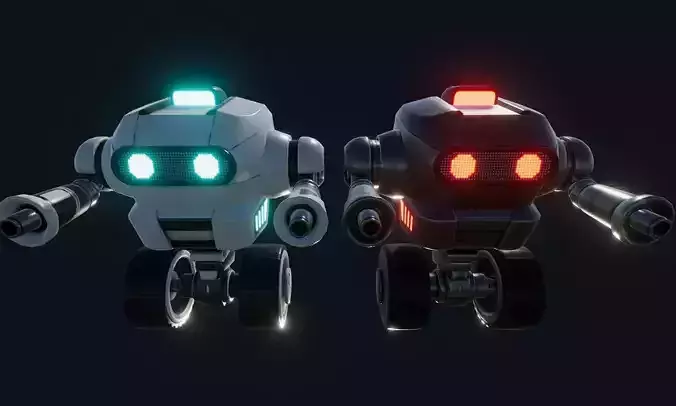 Wheeled Robot Low-poly 3D model