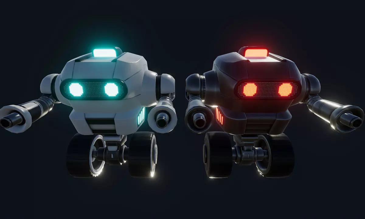 Wheeled Robot Low-poly 3D model_0