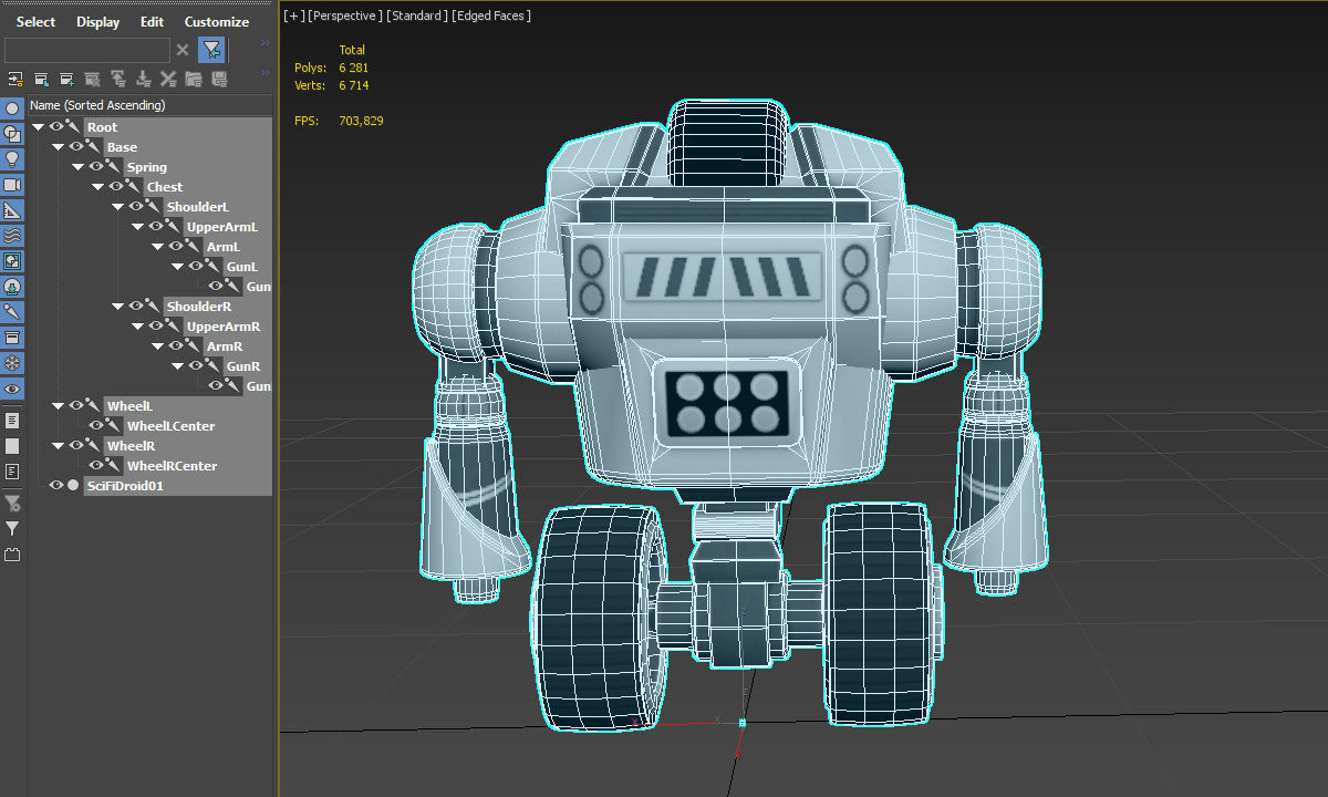 Wheeled Robot Low-poly 3D model_7