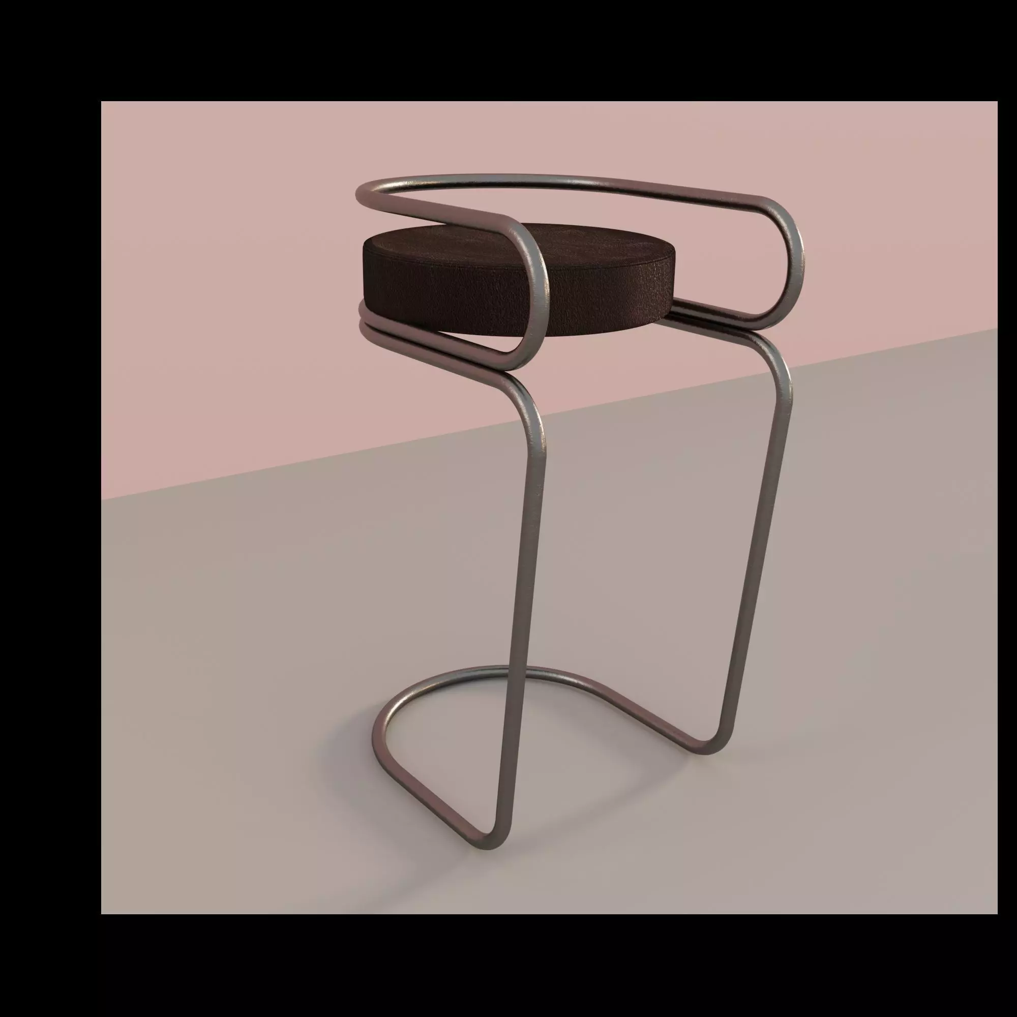 A bar stool with a round seat Free 3D model