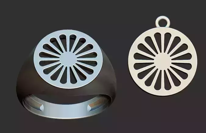Gypsy Wheel Ring and Pendant 3D print model