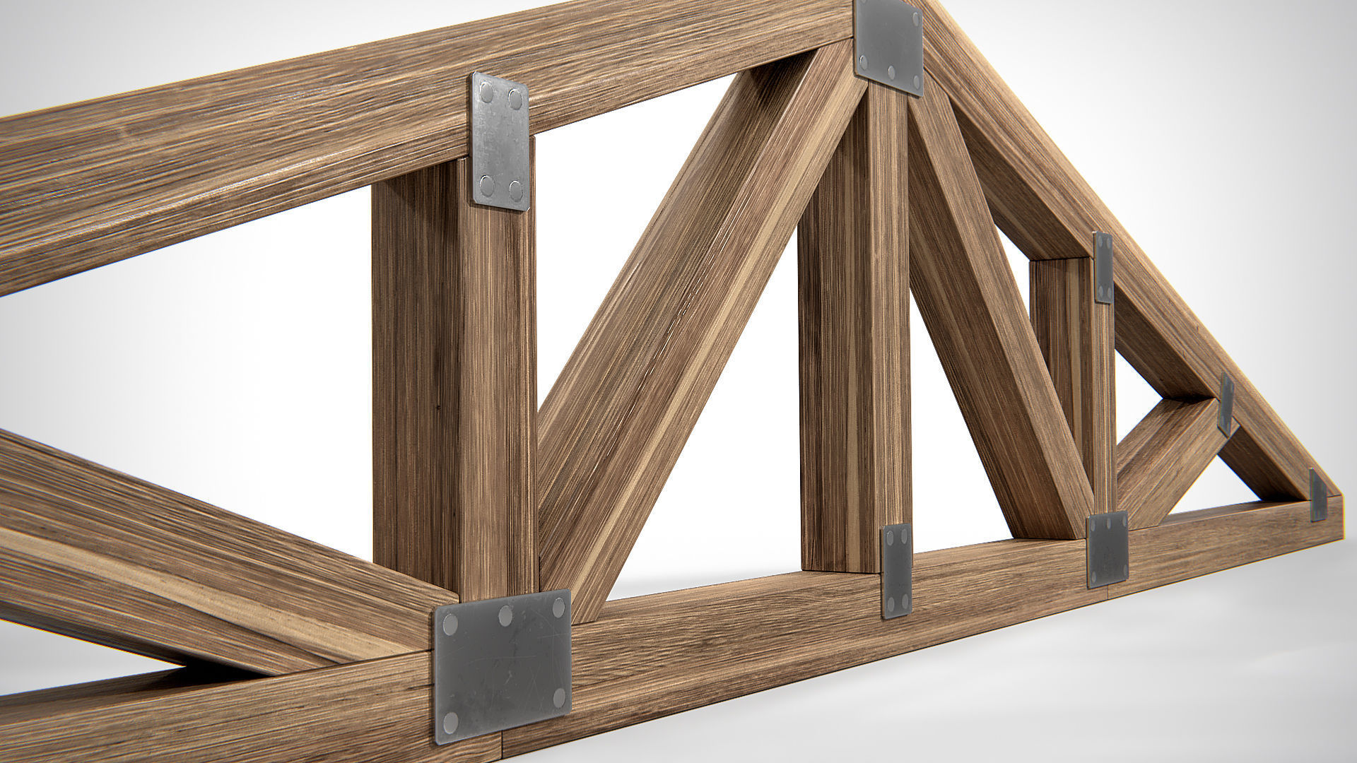 Wooden Truss Double Fan PBR Low-poly 3D model_4