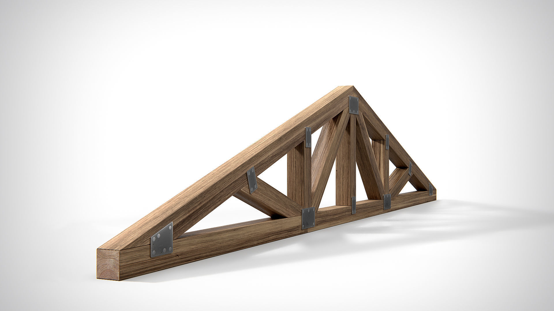 Wooden Truss Double Fan PBR Low-poly 3D model_2