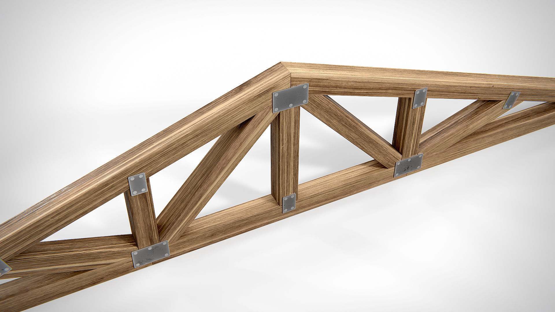 Wooden Truss Double Fan PBR Low-poly 3D model_3