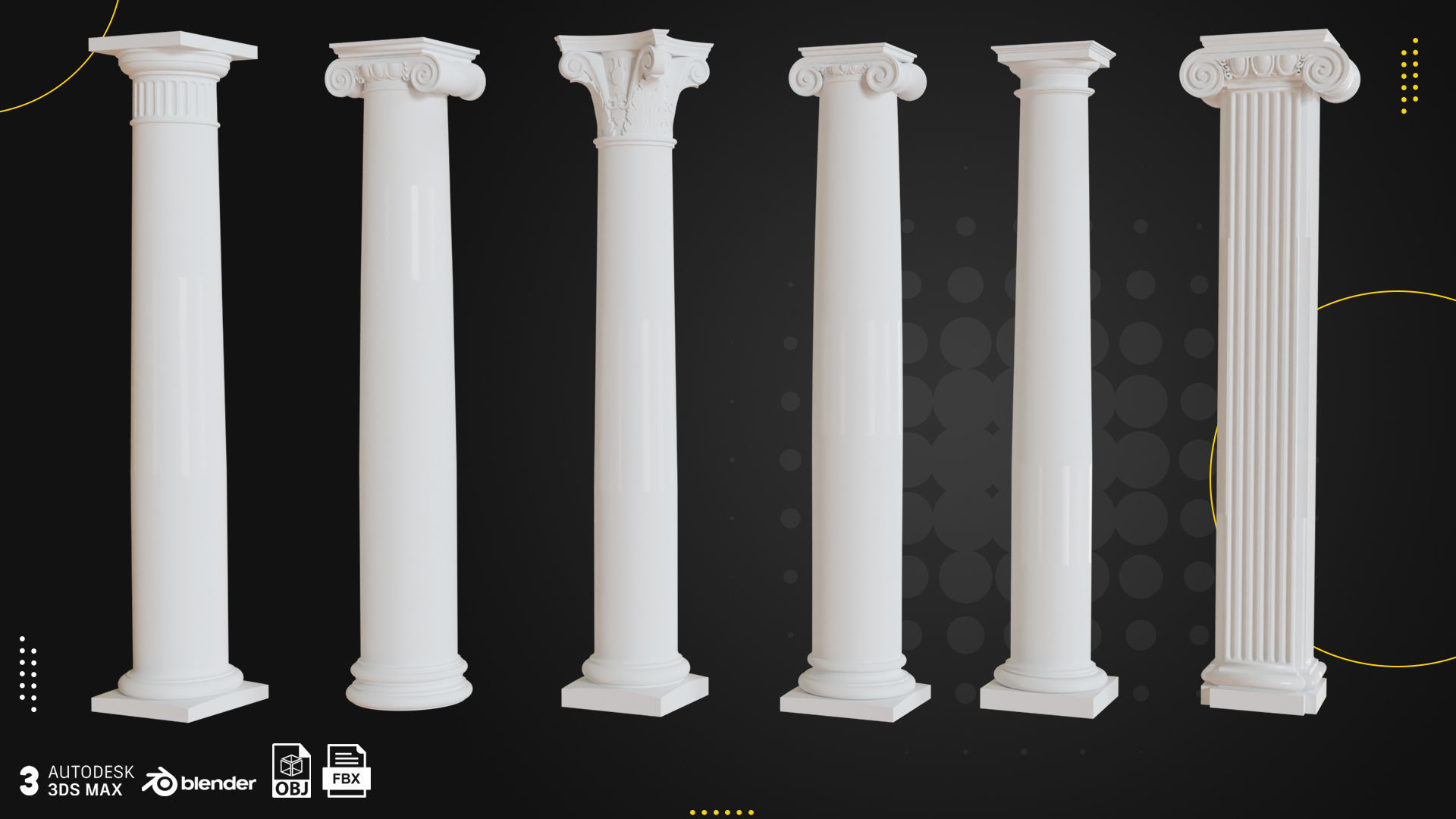 66 Columns Rome Greece and Persia Low-poly 3D model_1