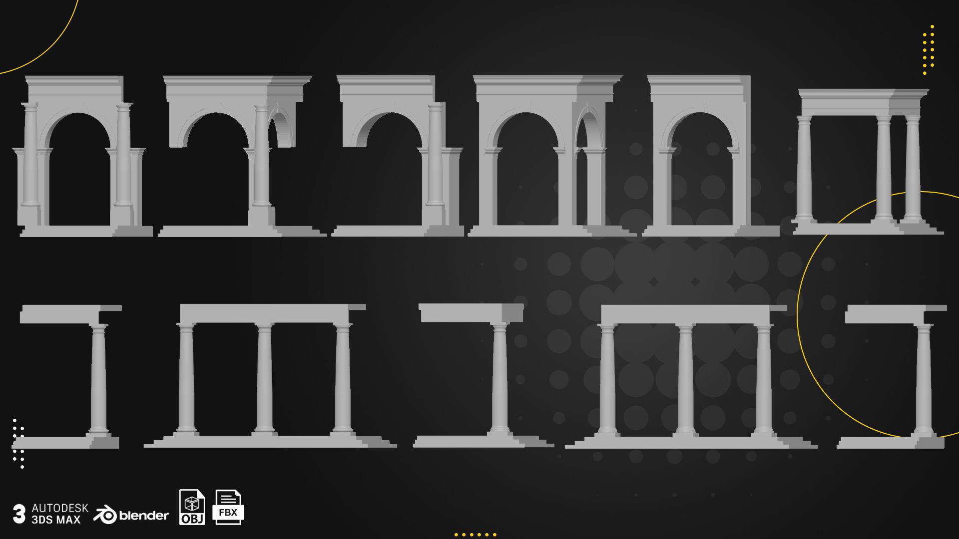 66 Columns Rome Greece and Persia Low-poly 3D model_4