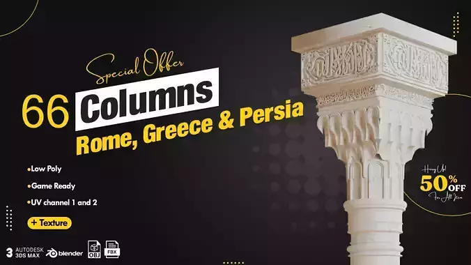 66 Columns Rome Greece and Persia Low-poly 3D model