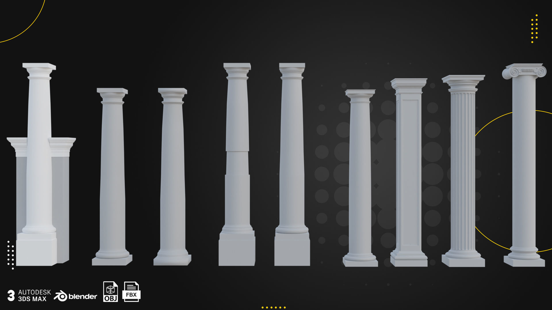 66 Columns Rome Greece and Persia Low-poly 3D model_5