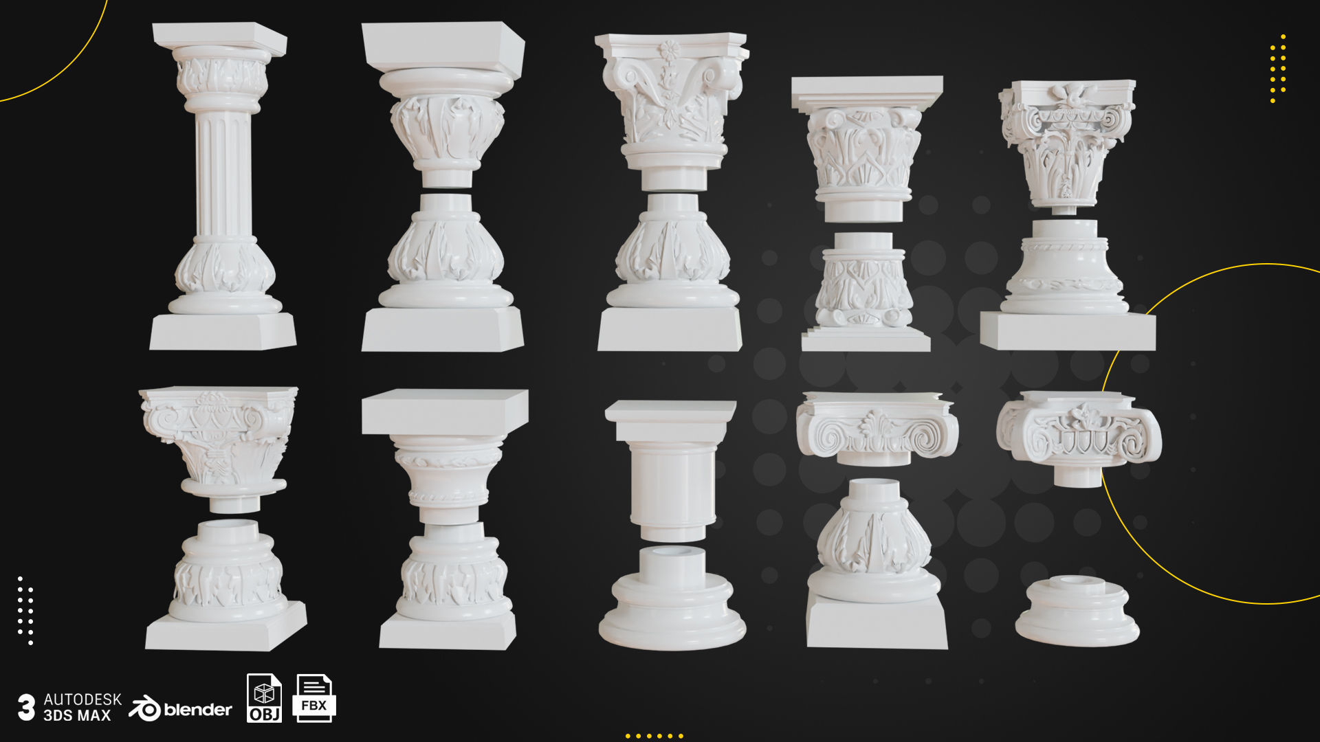 66 Columns Rome Greece and Persia Low-poly 3D model_3