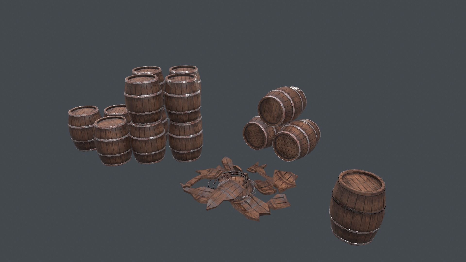 Wooden Barrel Low poly 3D Free low-poly 3D model_1
