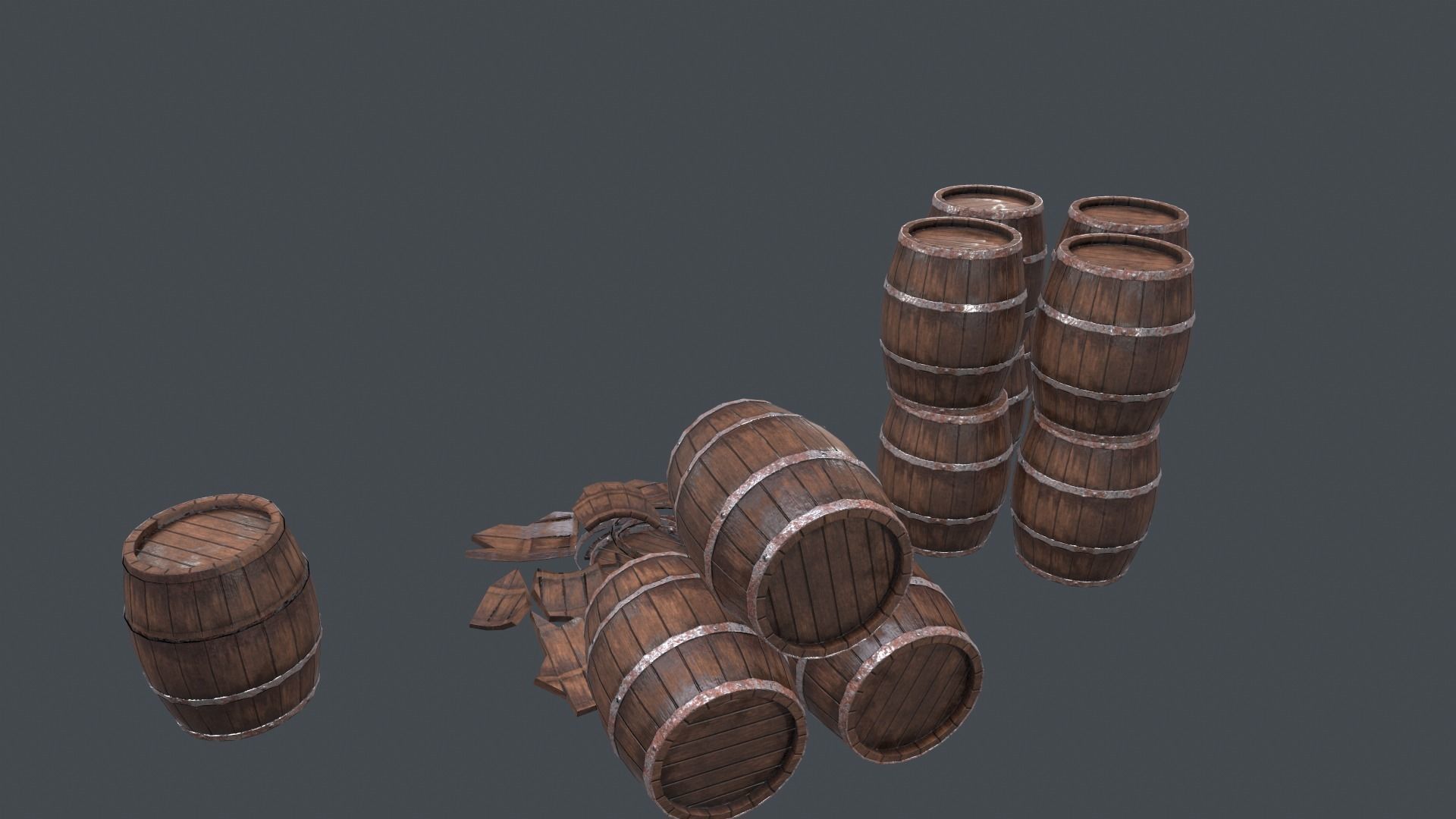 Wooden Barrel Low poly 3D Free low-poly 3D model_2