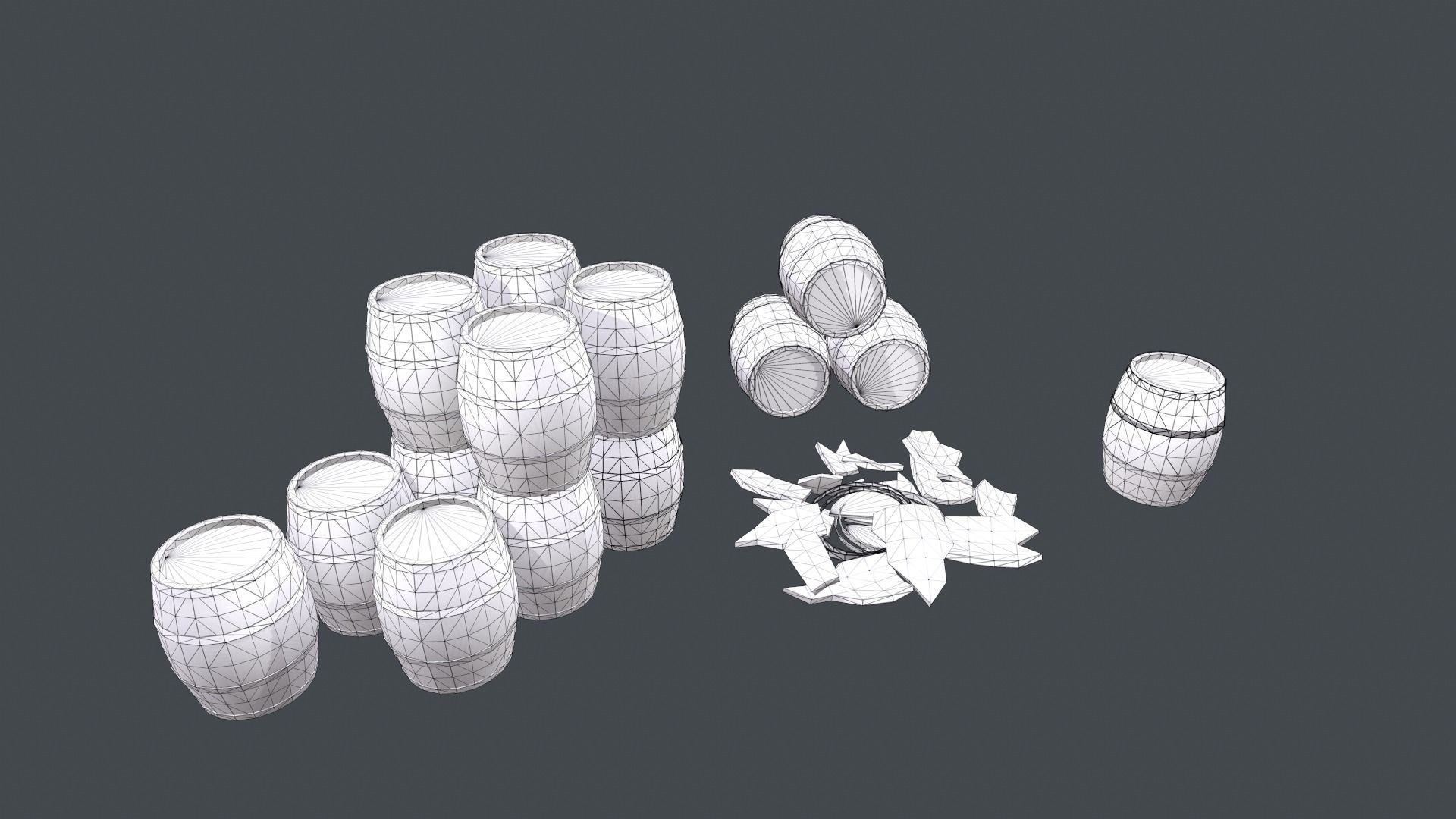 Wooden Barrel Low poly 3D Free low-poly 3D model_3