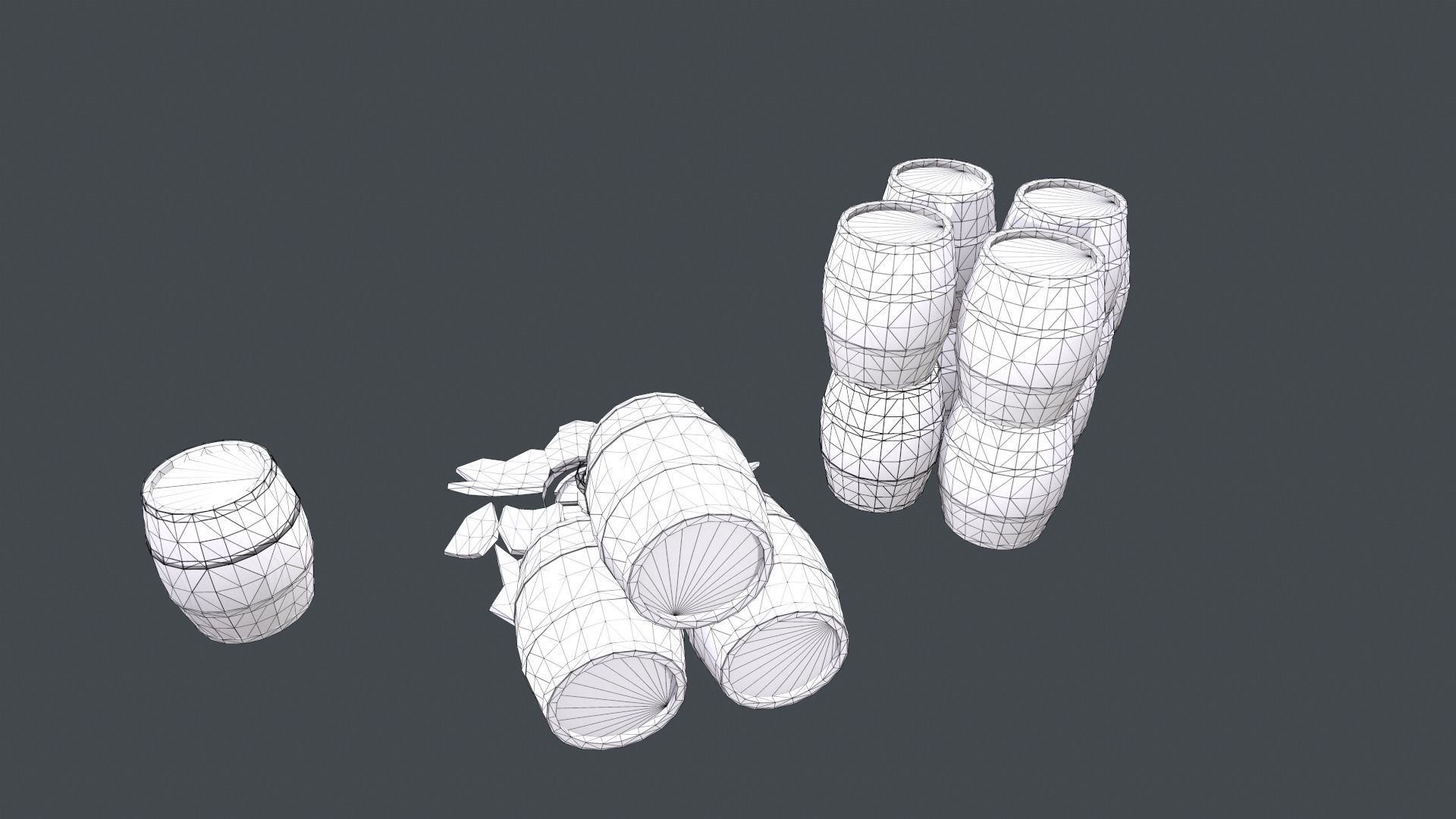 Wooden Barrel Low poly 3D Free low-poly 3D model_4