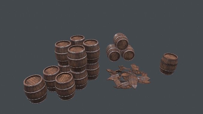 Wooden Barrel Low poly 3D Free low-poly 3D model