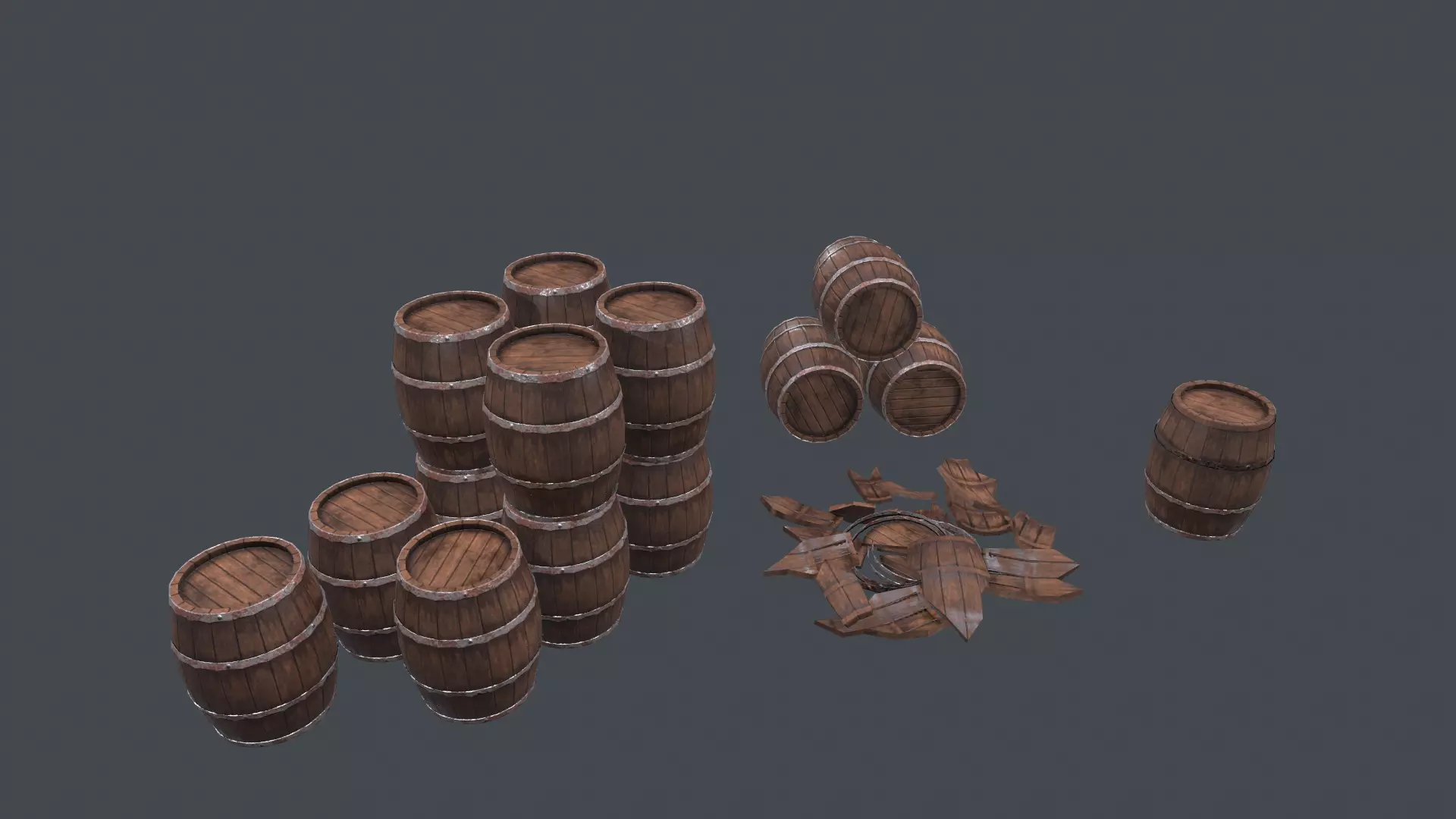 Wooden Barrel Low poly 3D Free low-poly 3D model_0