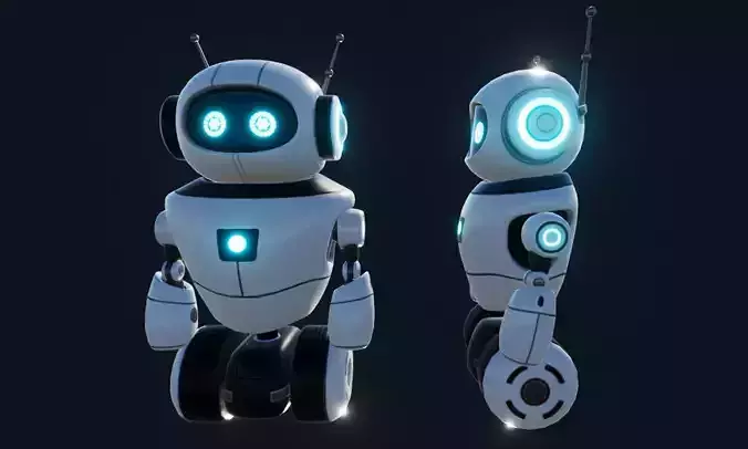 Cute Wheeled Robot Low-poly 3D model
