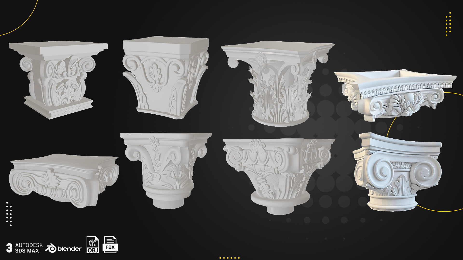 21 Pillars Rome Greece  Persia AND 4 Texture Free 3D model_1
