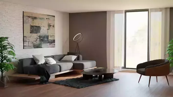 Design of a living room in a modern and sports style