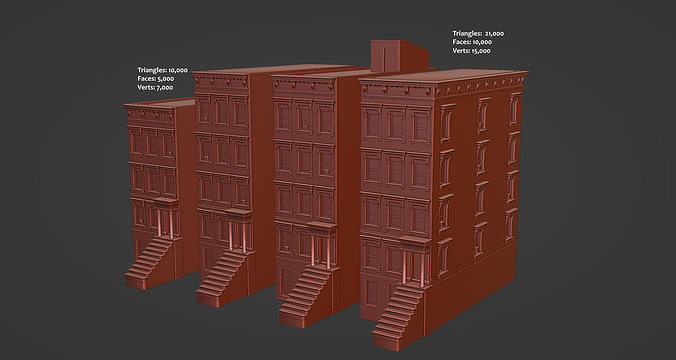 Cozy Autumn Brooklyn Neighbourhood Kit Low-poly 3D model 3