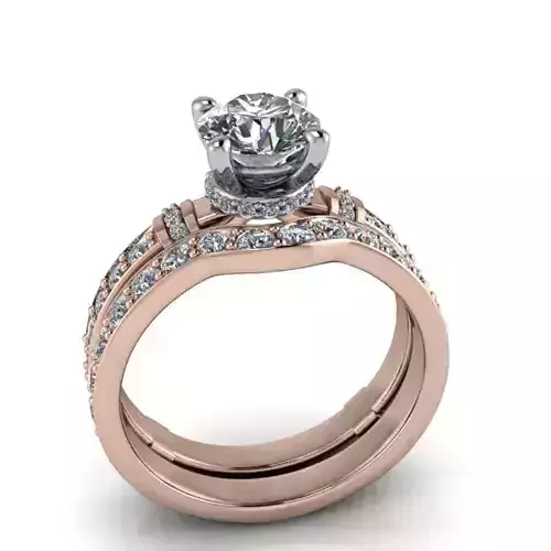 Modern OvalCut Side Collar Gem  Hidden Halo Bridal Wedding Ring 