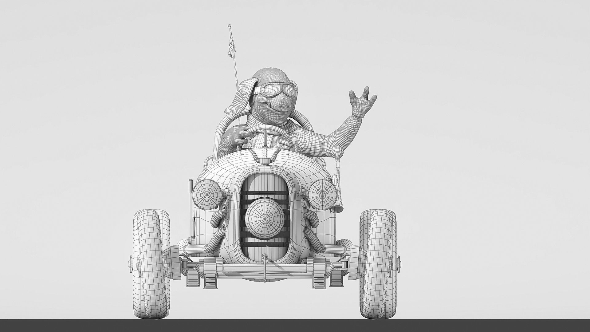 Pig racing car Low-poly 3D model_9