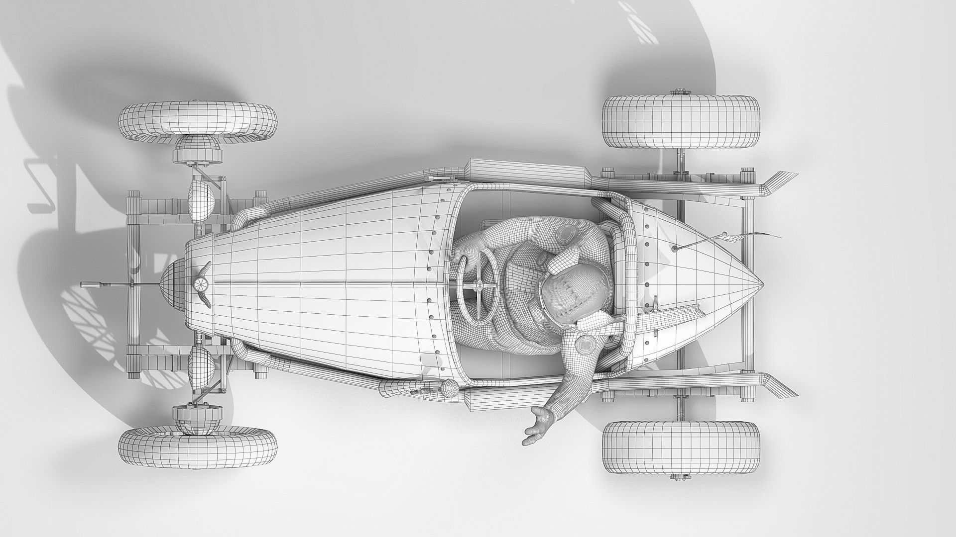 Pig racing car Low-poly 3D model_11