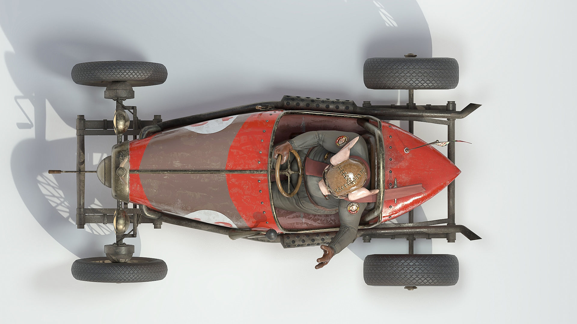 Pig racing car Low-poly 3D model_10