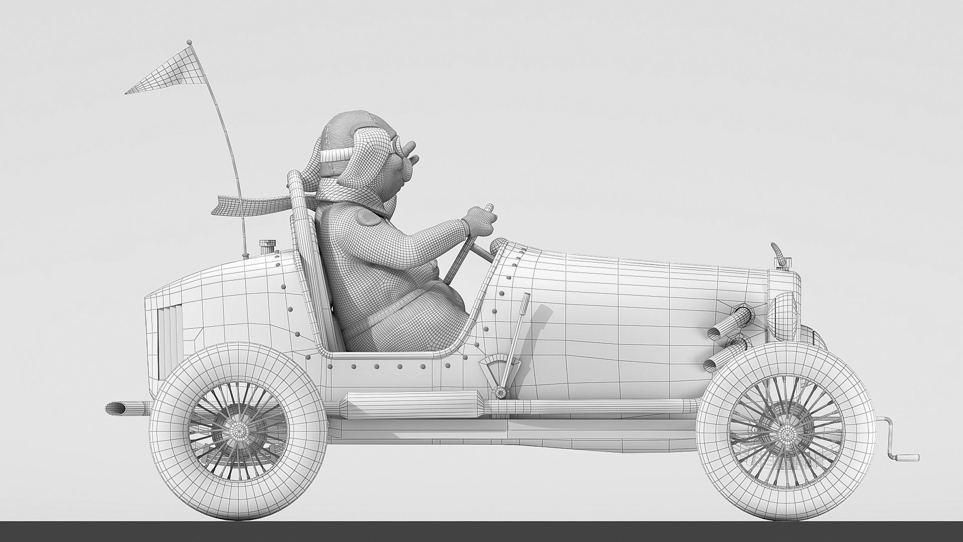 Pig racing car Low-poly 3D model_5
