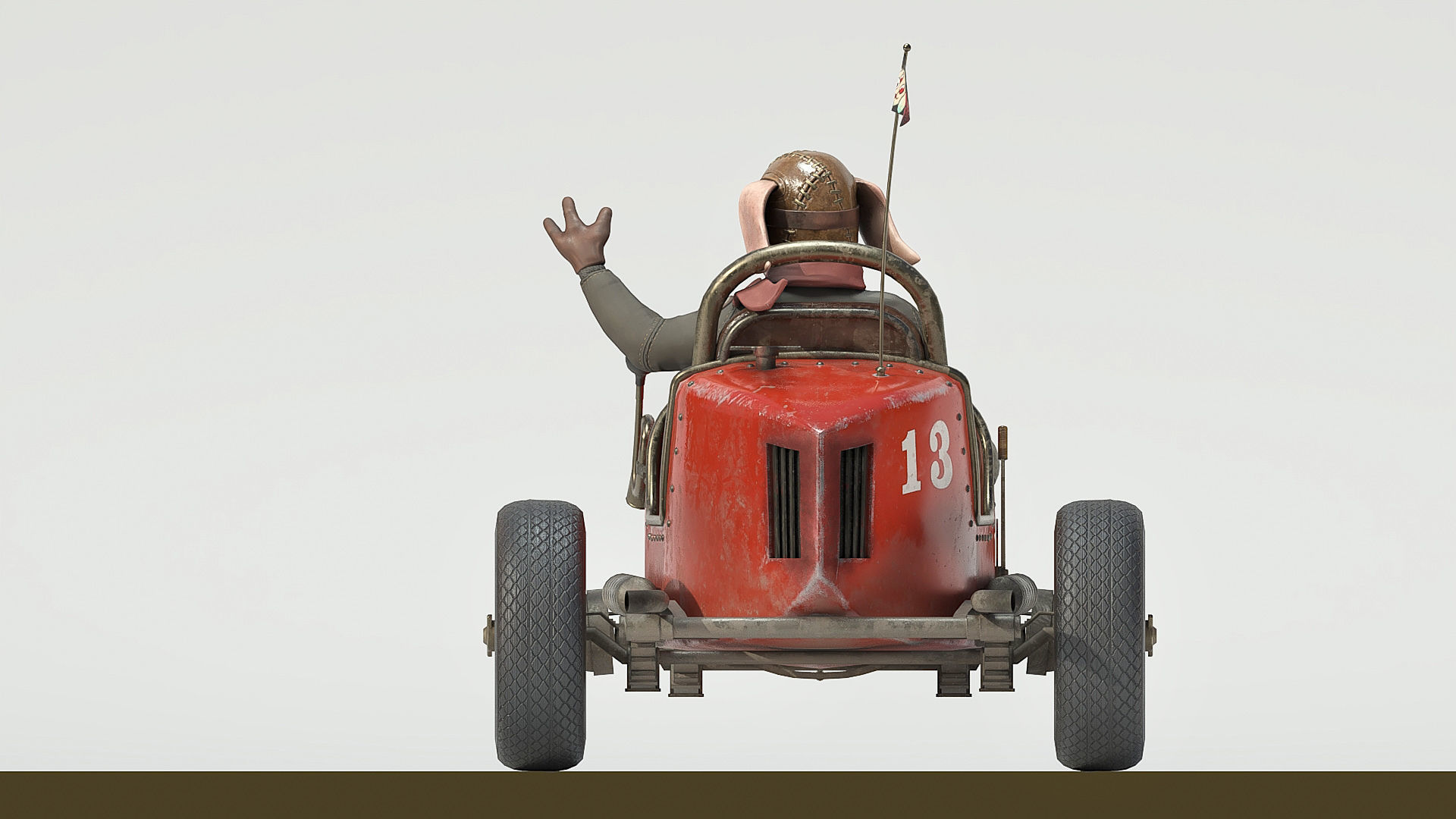 Pig racing car Low-poly 3D model_6