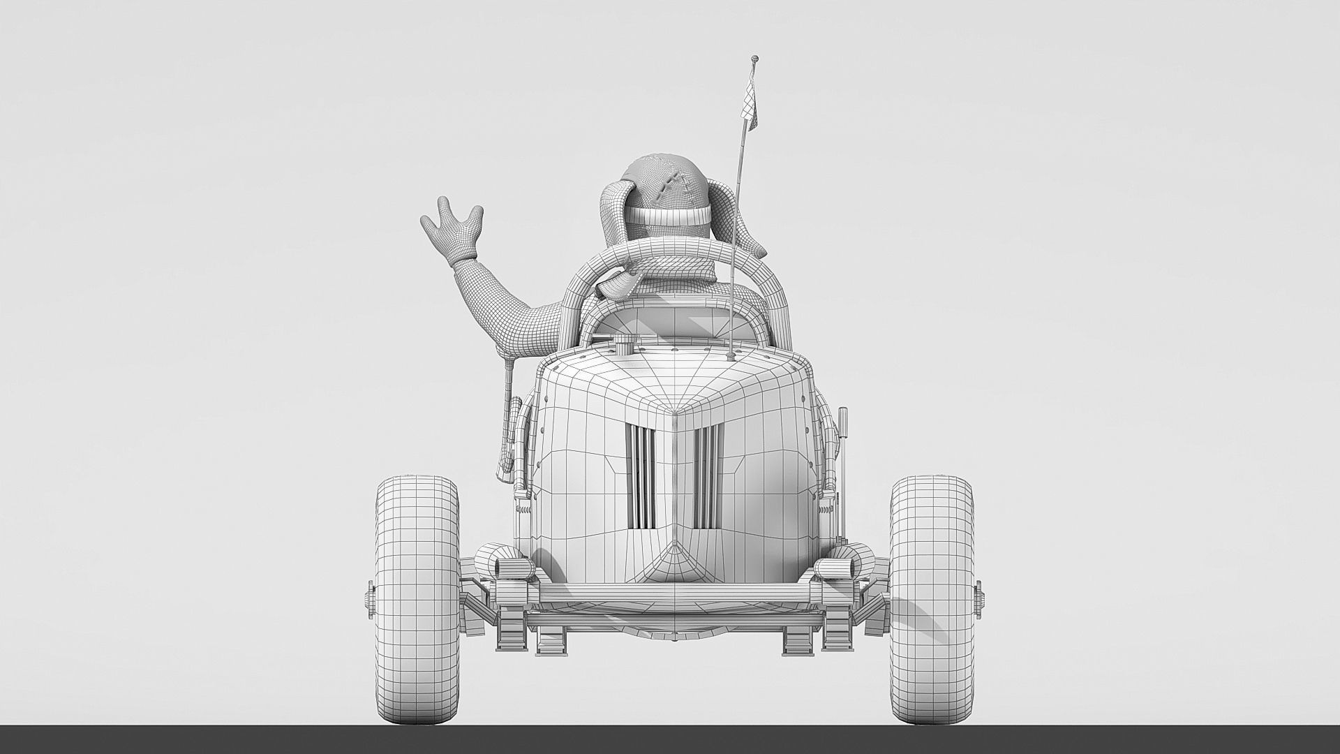 Pig racing car Low-poly 3D model_7