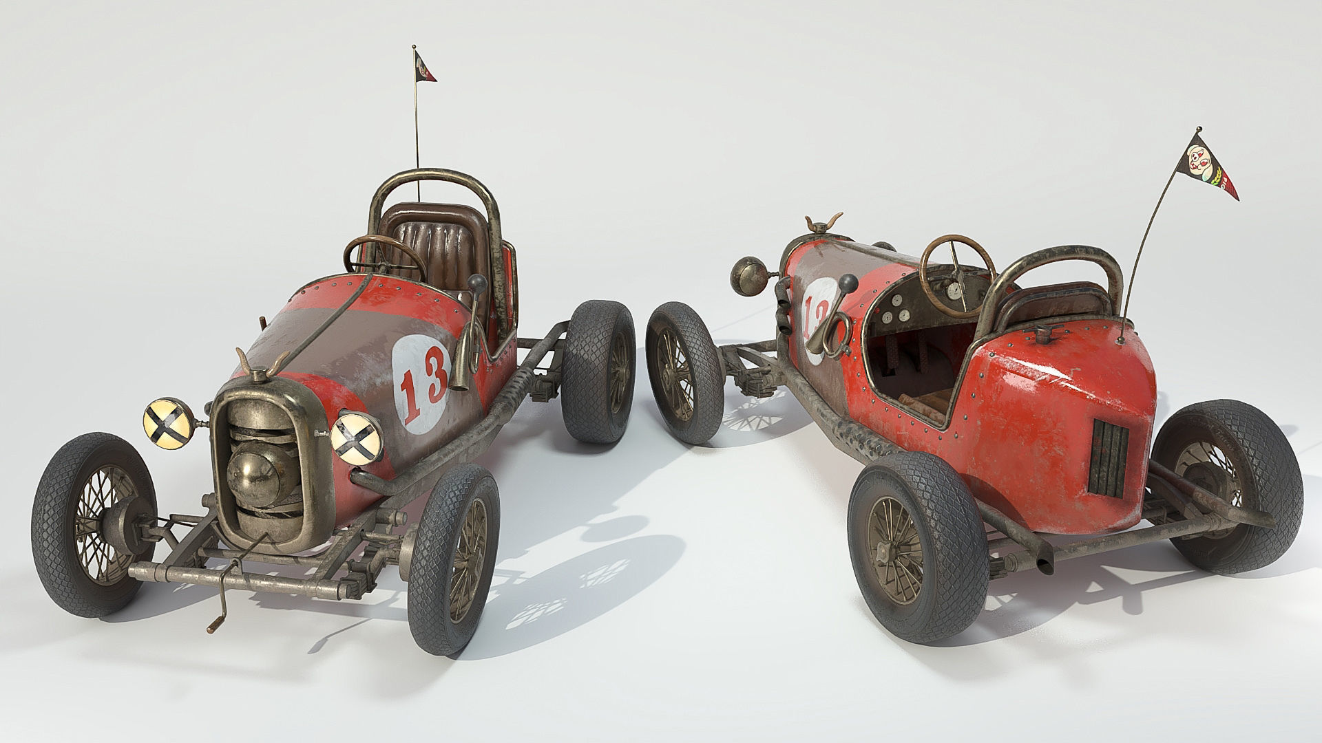 Pig racing car Low-poly 3D model_18