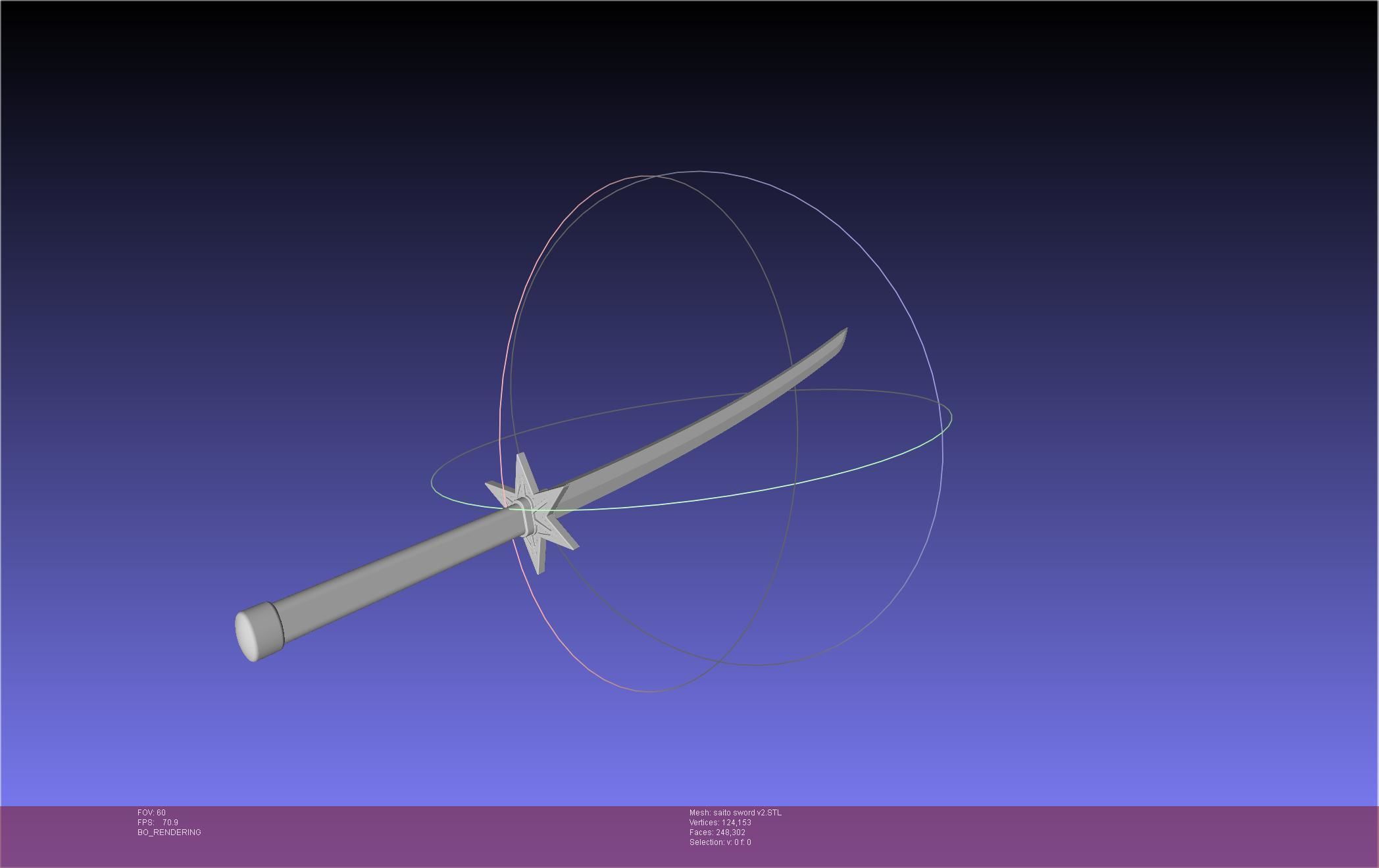 Bleach Saitou Furoufushi Sword And Scabbard 3D print model_112