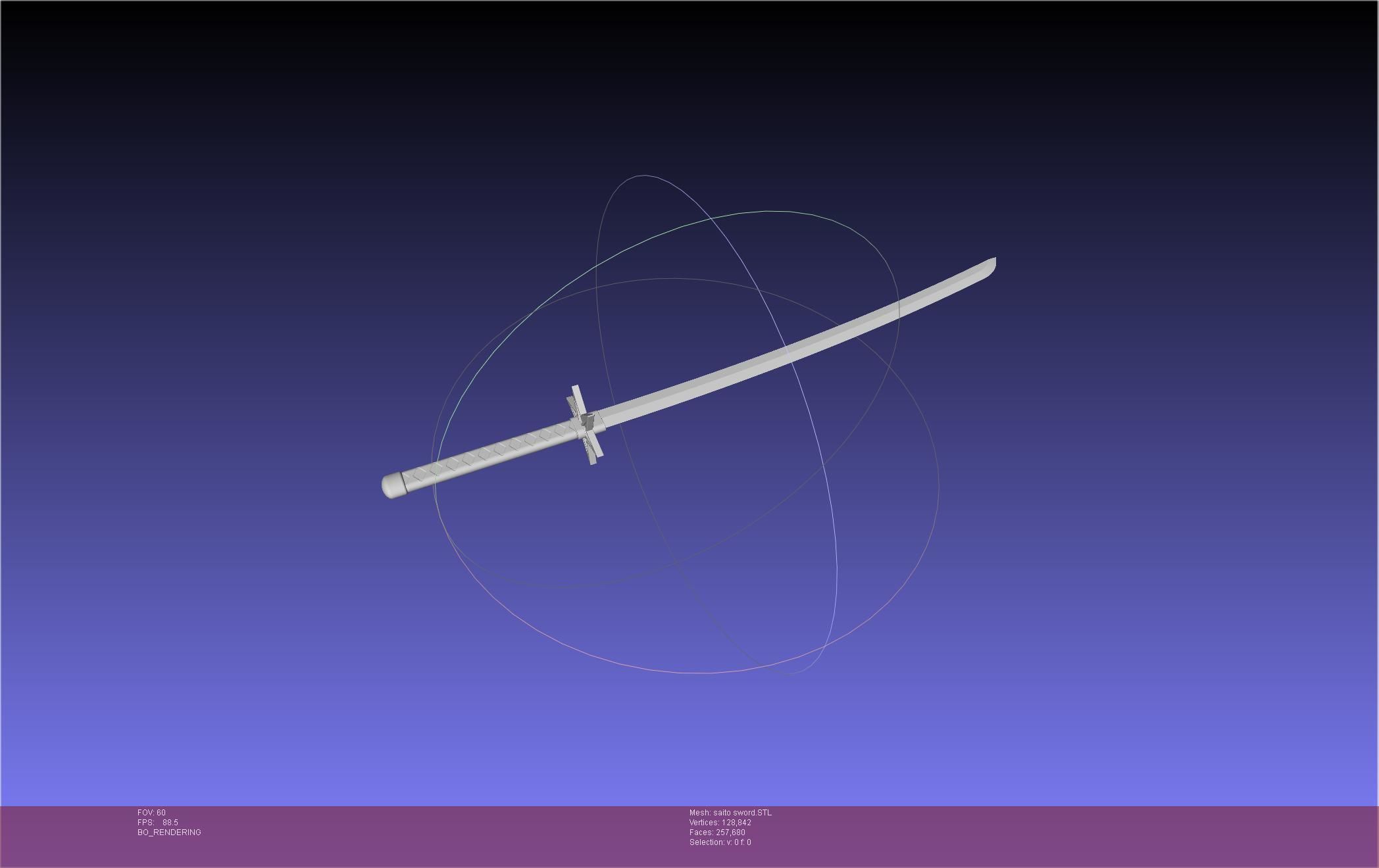 Bleach Saitou Furoufushi Sword And Scabbard 3D print model_3