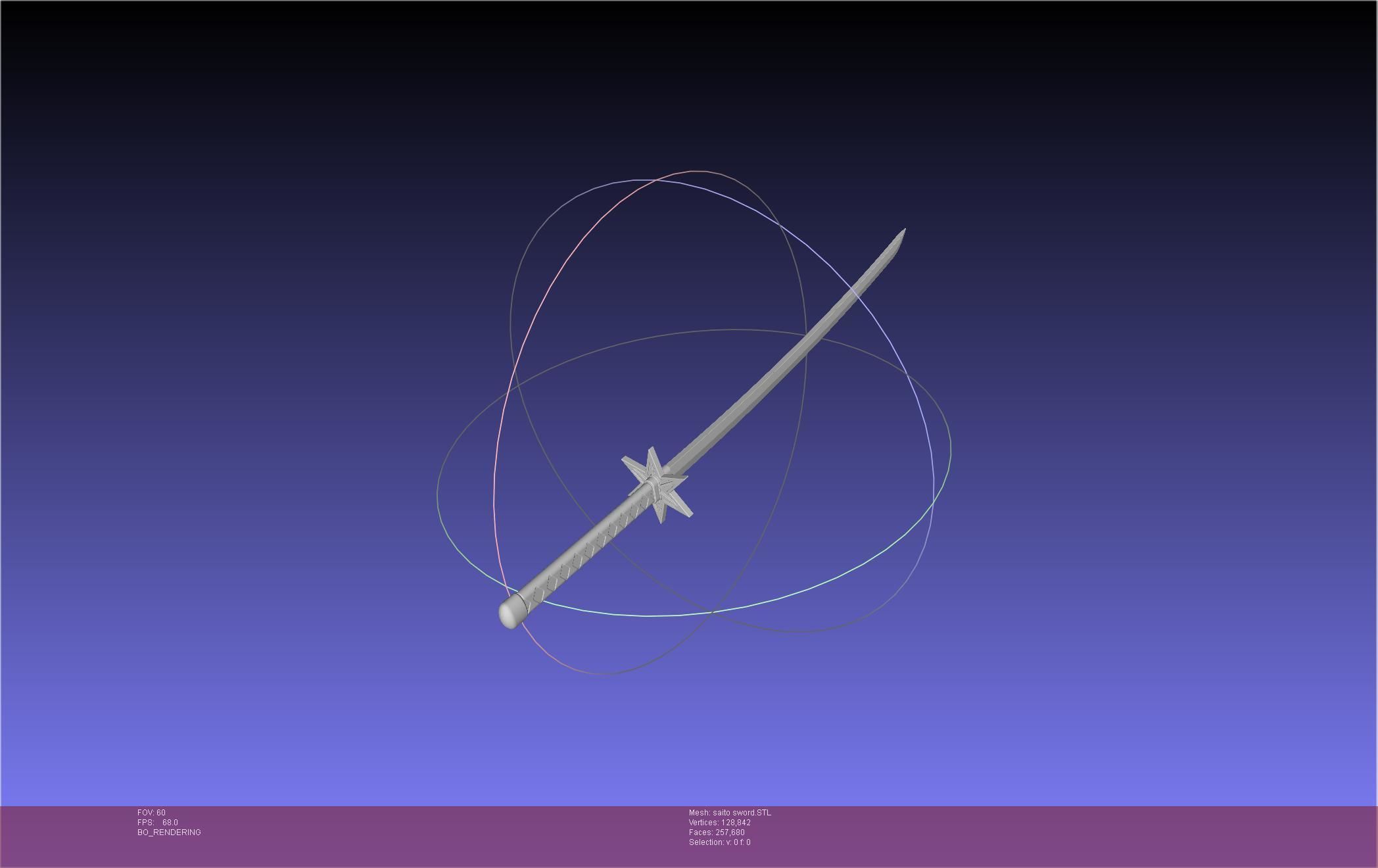 Bleach Saitou Furoufushi Sword And Scabbard 3D print model_12