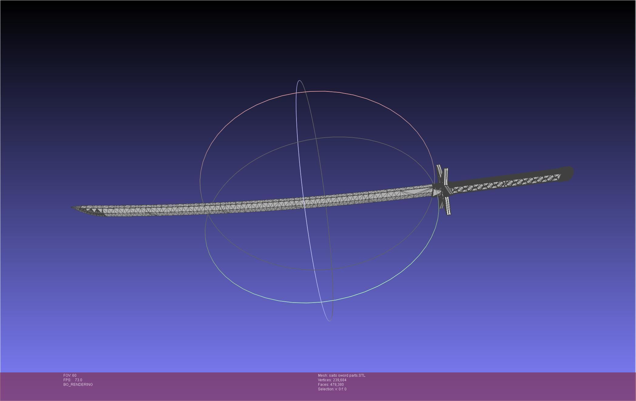 Bleach Saitou Furoufushi Sword And Scabbard 3D print model_35