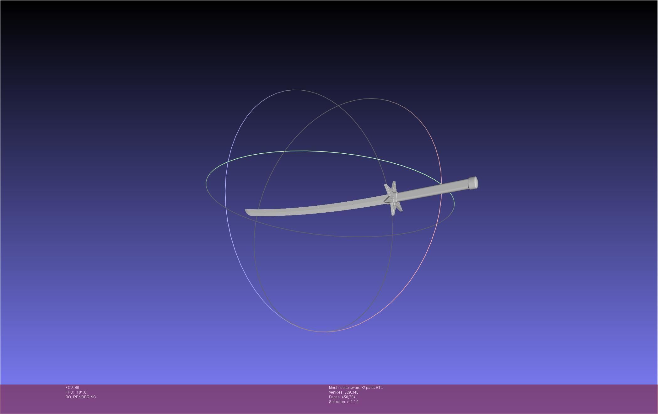 Bleach Saitou Furoufushi Sword And Scabbard 3D print model_122