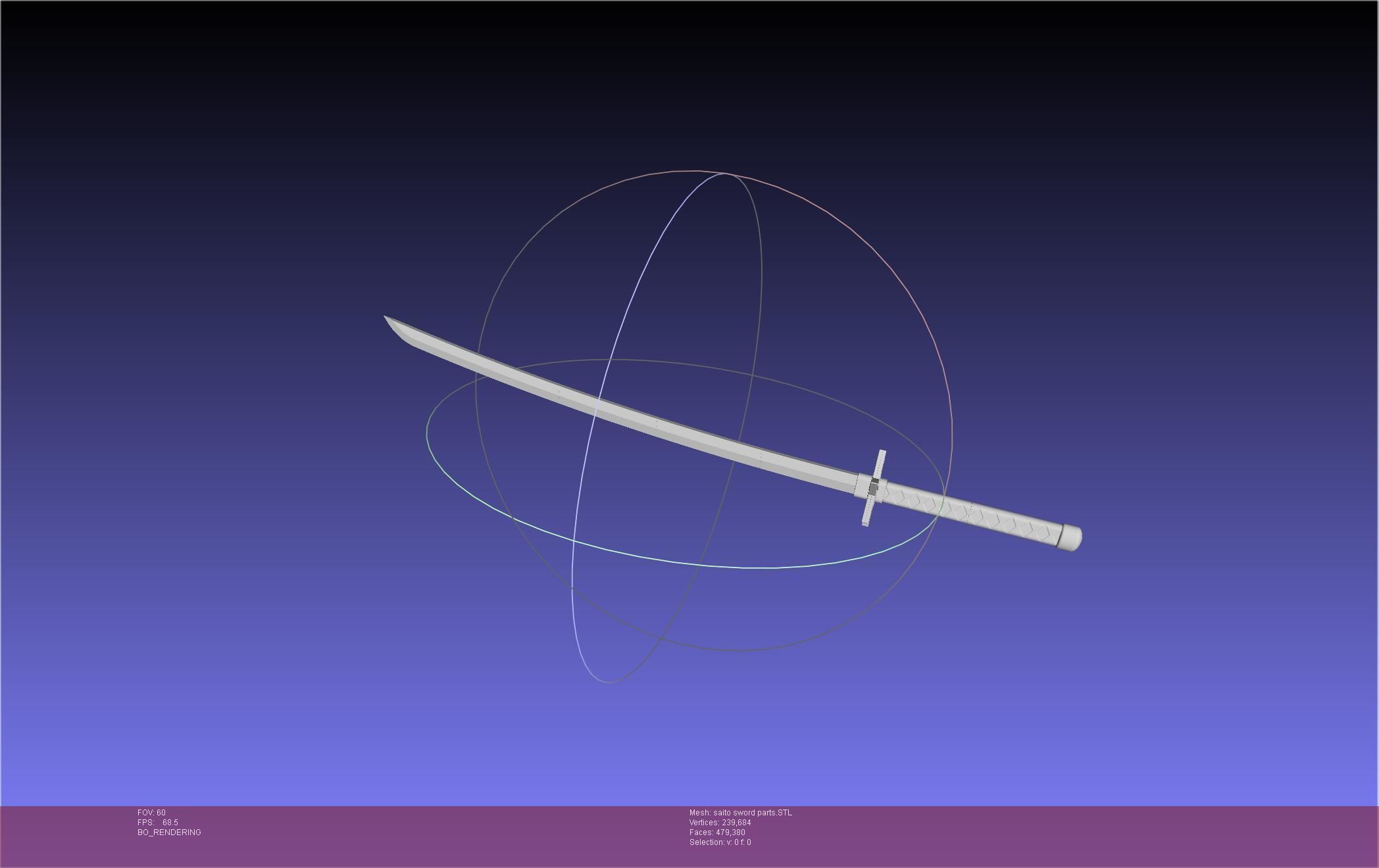 Bleach Saitou Furoufushi Sword And Scabbard 3D print model_28