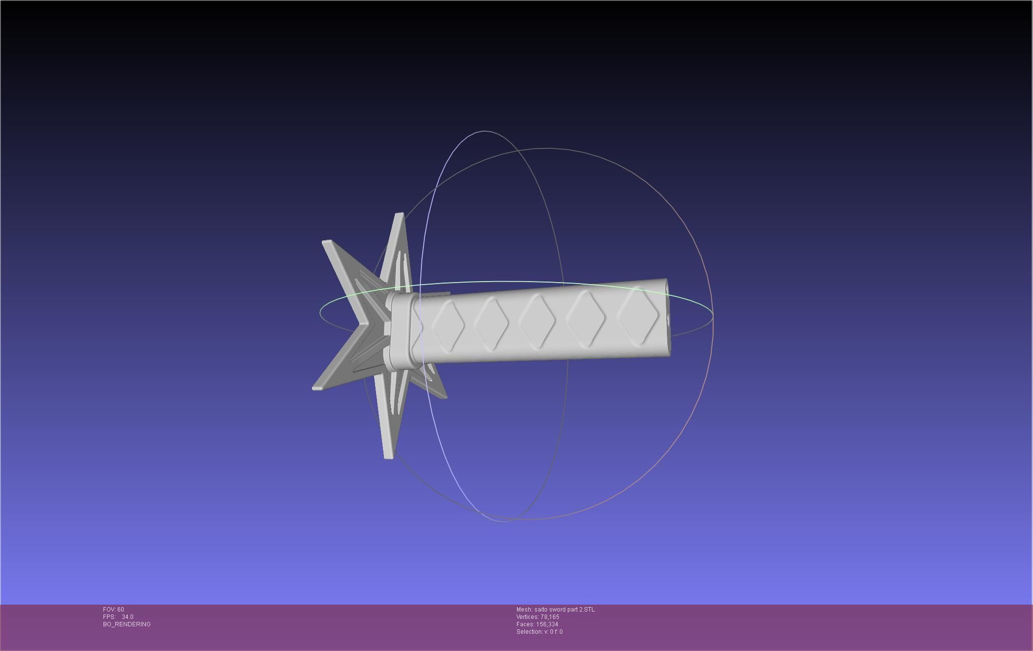 Bleach Saitou Furoufushi Sword And Scabbard 3D print model_48