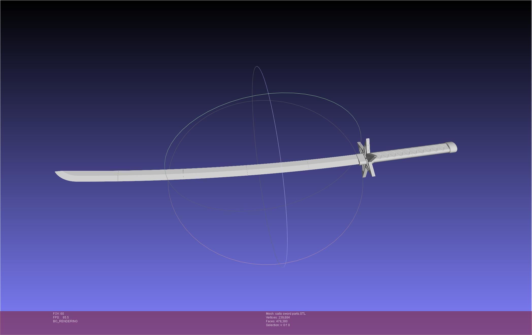 Bleach Saitou Furoufushi Sword And Scabbard 3D print model_31