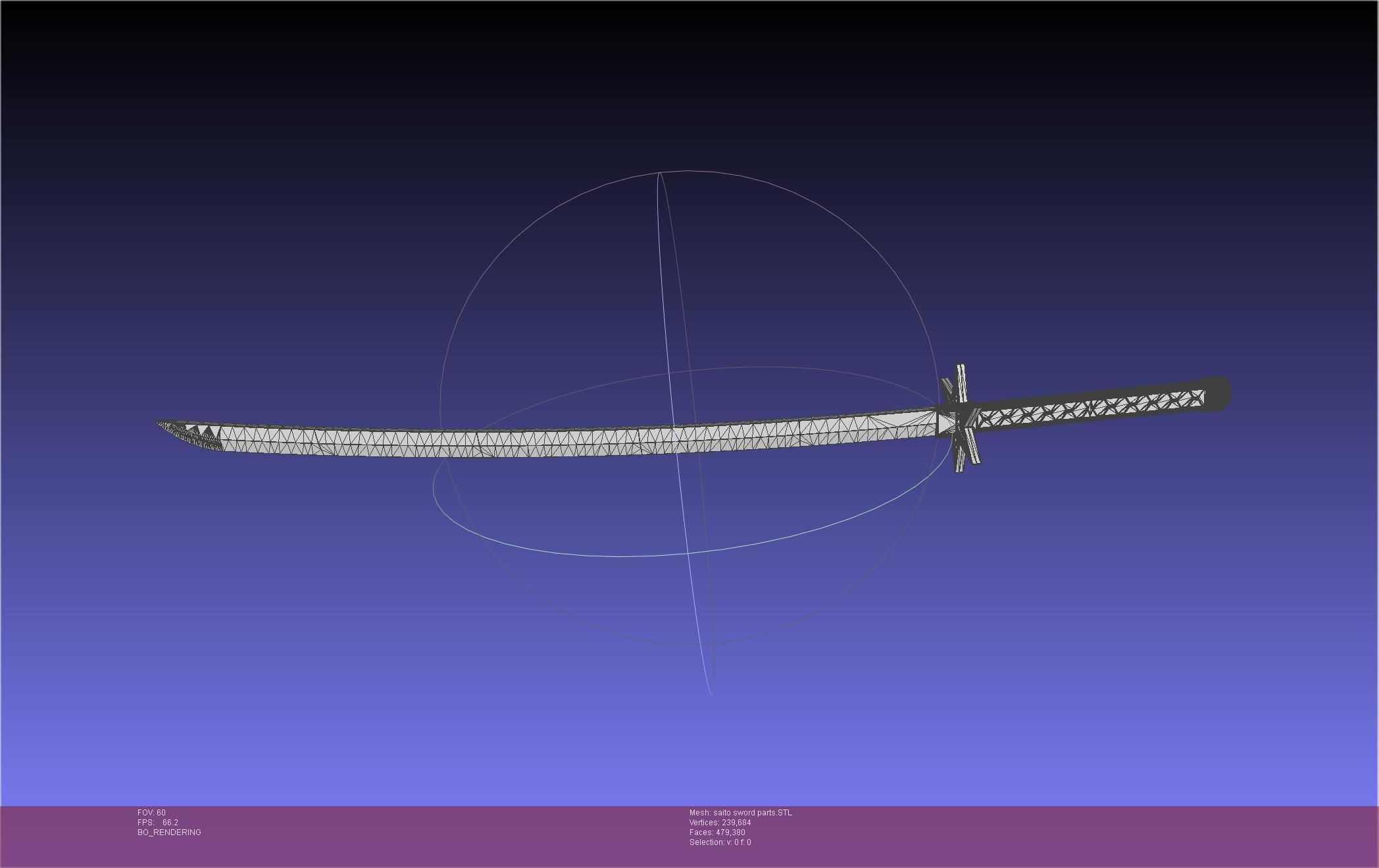 Bleach Saitou Furoufushi Sword And Scabbard 3D print model_34