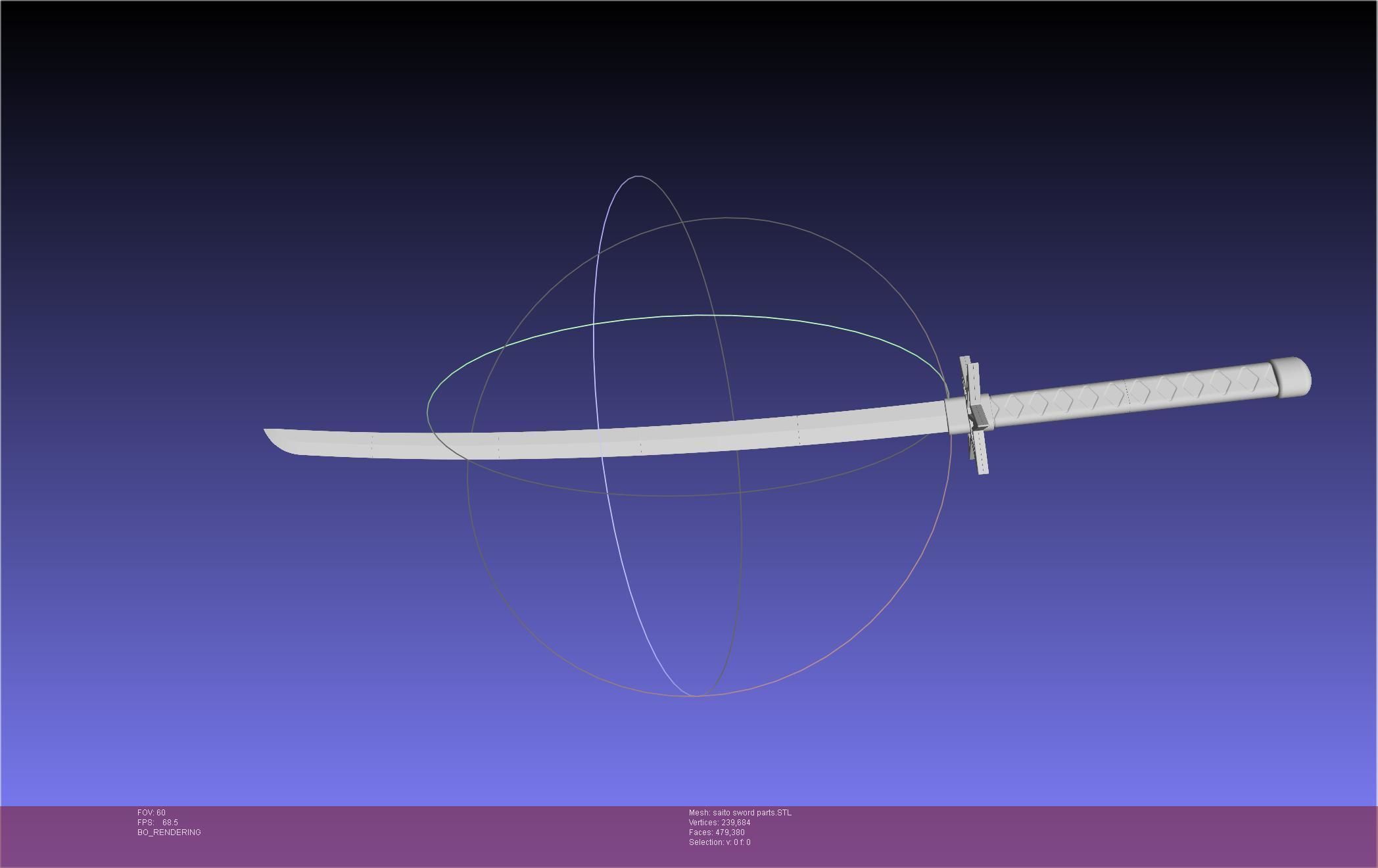 Bleach Saitou Furoufushi Sword And Scabbard 3D print model_33