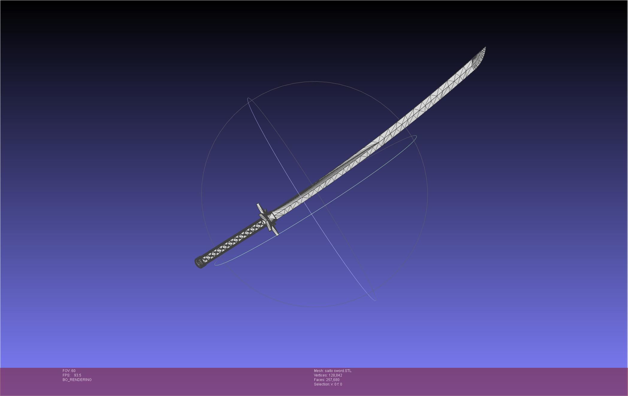 Bleach Saitou Furoufushi Sword And Scabbard 3D print model_13