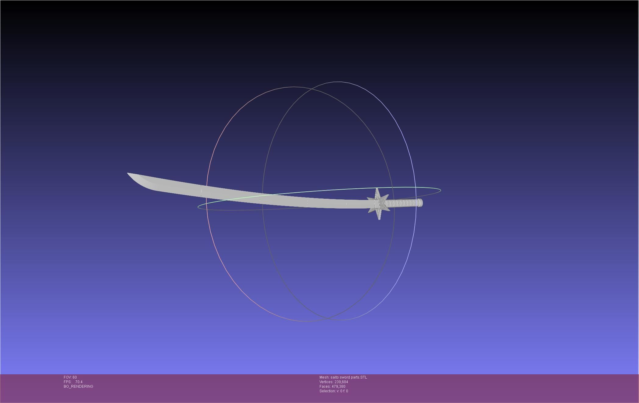 Bleach Saitou Furoufushi Sword And Scabbard 3D print model_29