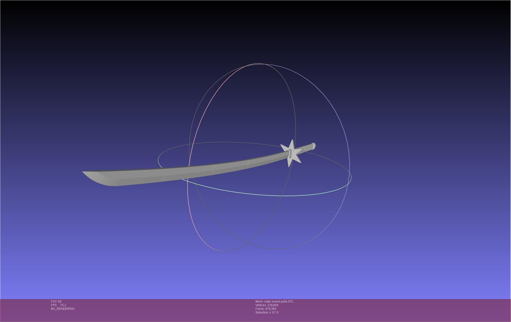 Bleach Saitou Furoufushi Sword And Scabbard 3D print model_30