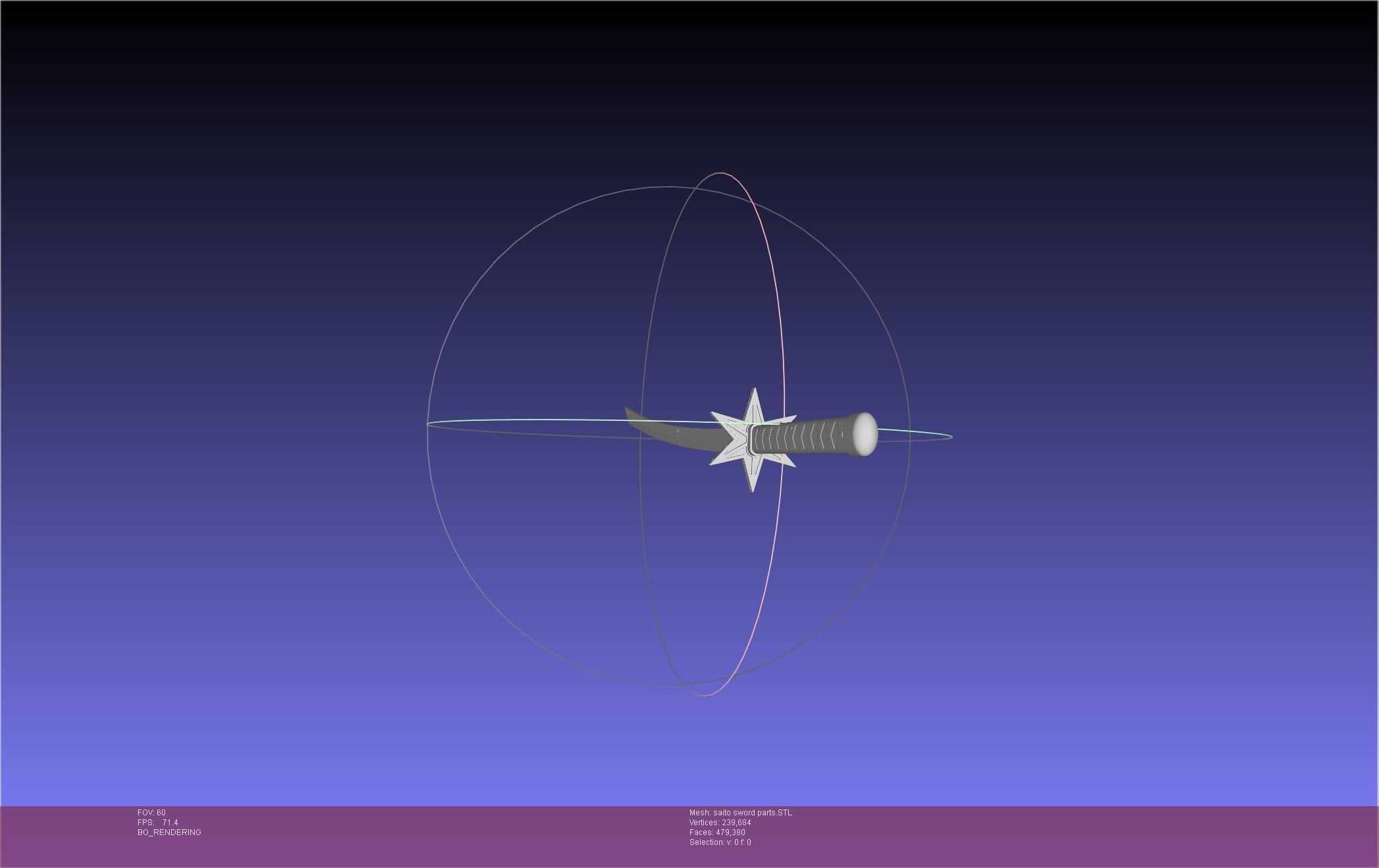 Bleach Saitou Furoufushi Sword And Scabbard 3D print model_27