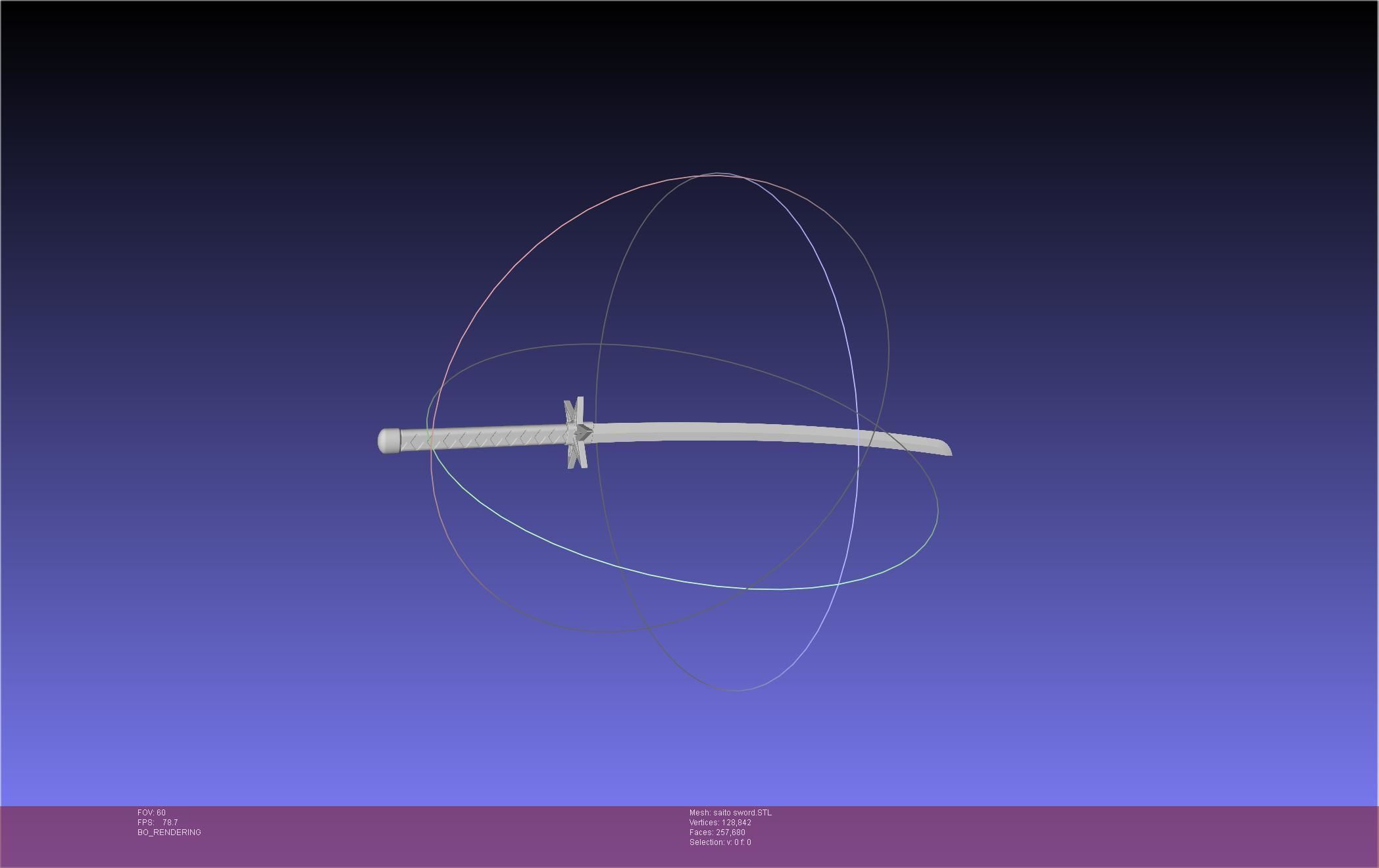 Bleach Saitou Furoufushi Sword And Scabbard 3D print model_5