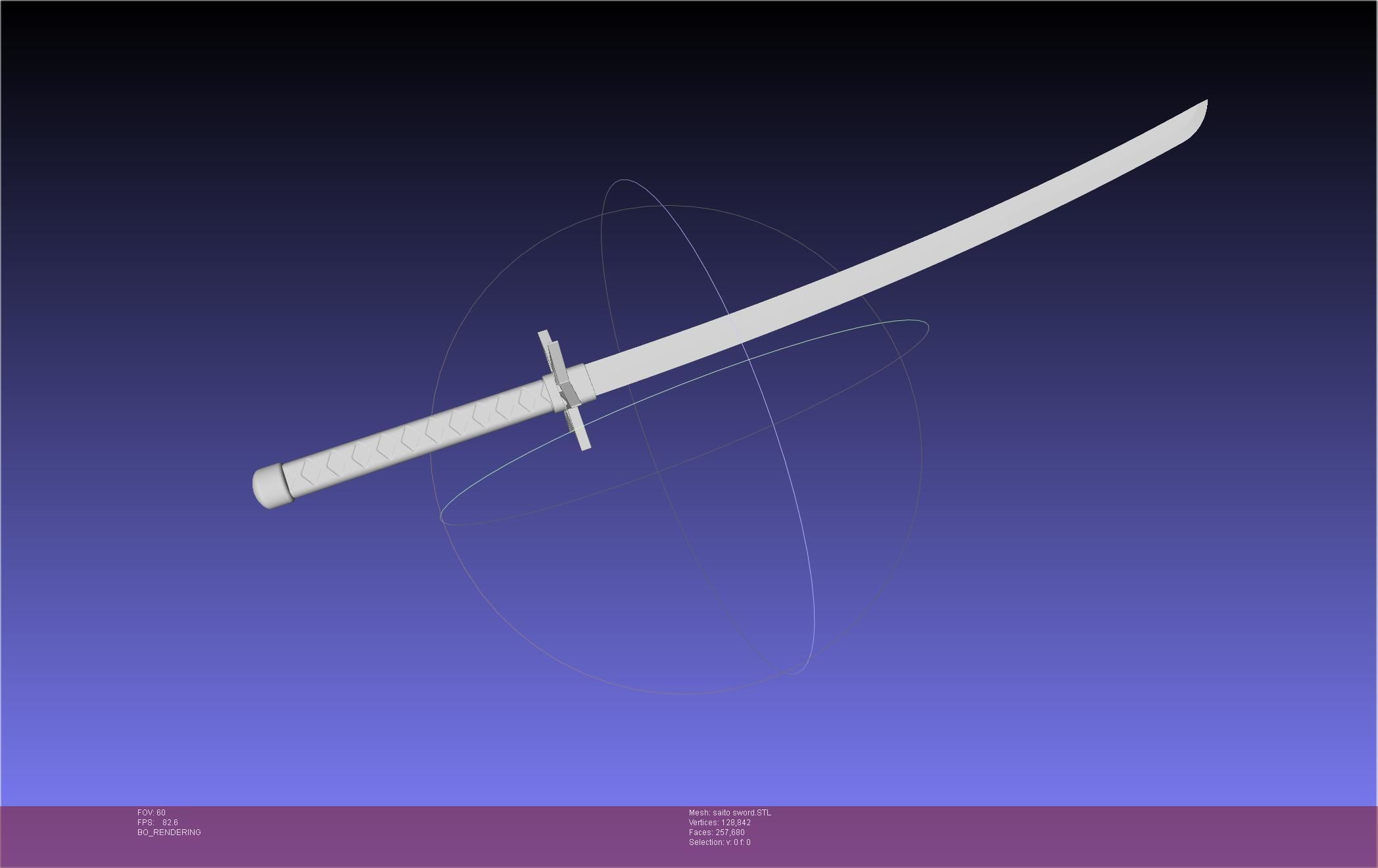Bleach Saitou Furoufushi Sword And Scabbard 3D print model_2