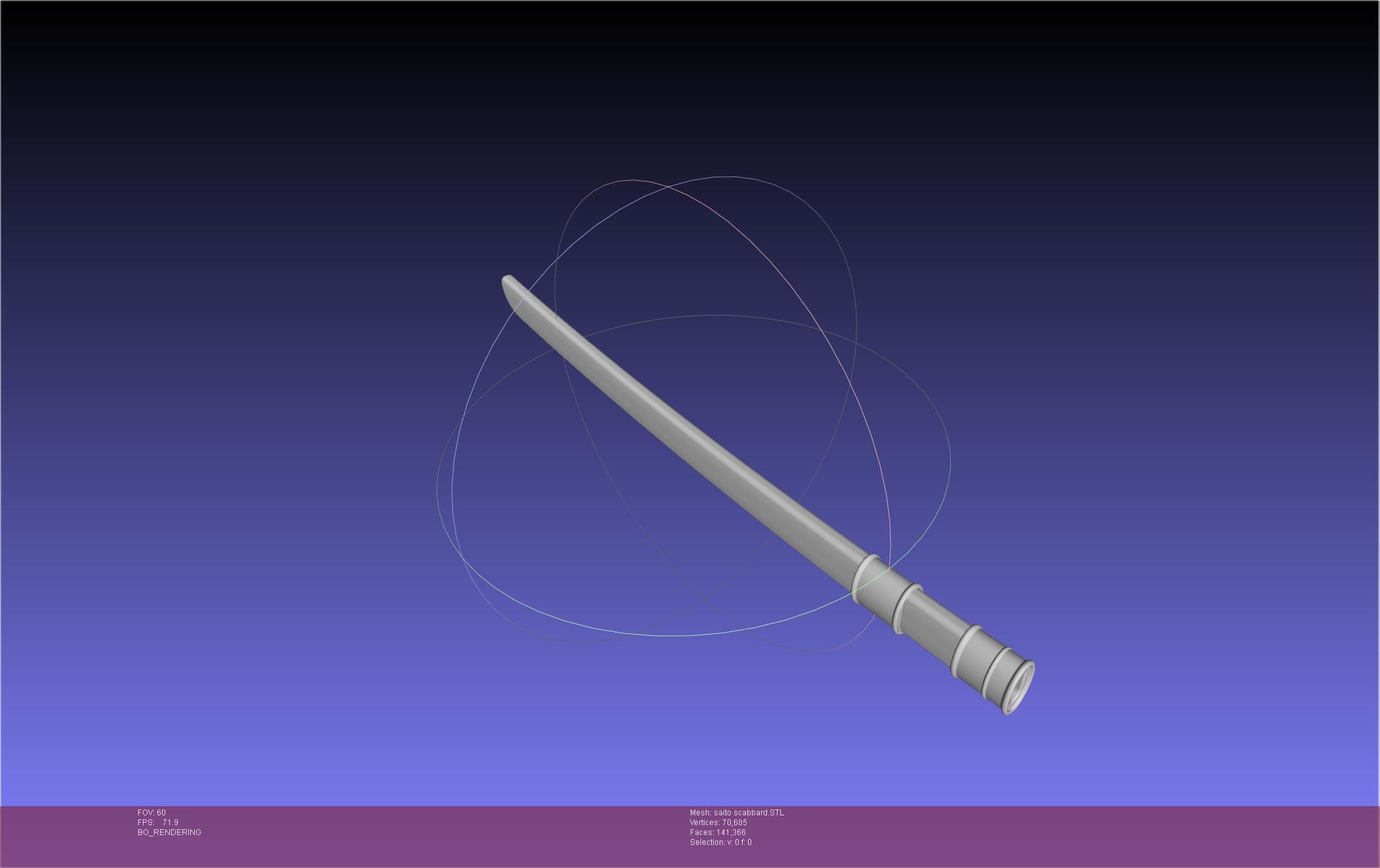 Bleach Saitou Furoufushi Sword And Scabbard 3D print model_26